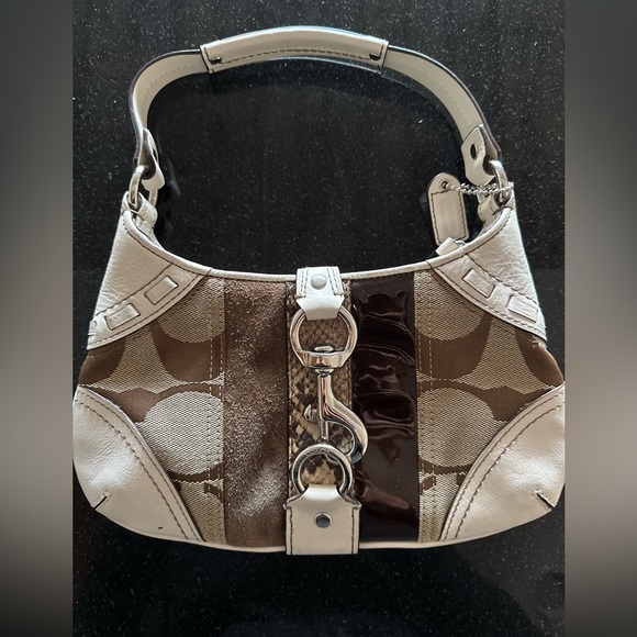Mixed Media Brown Logo Coach Shoulder Bag - Picture 1 of 3